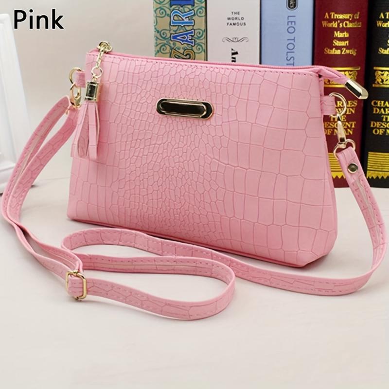 Crocodile Pattern Crossbody Bag PU Shoulder Phone Bag Women's Casual Handbag