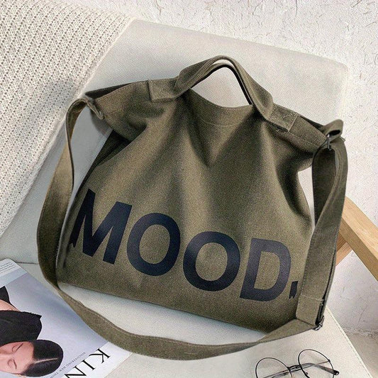 Letter Graphic Canvas Tote Bag for Work & Travel