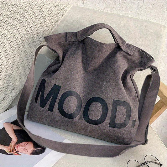 Letter Graphic Canvas Tote Bag for Work & Travel