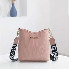 Crocodile Pattern Bucket Bag Wide Strap Shoulder Bag Women's Crossbody Purse