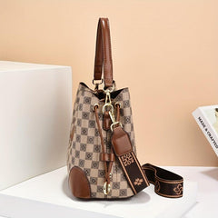 Retro Printed Handheld Crossbody Bucket Bag