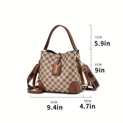 Retro Printed Handheld Crossbody Bucket Bag