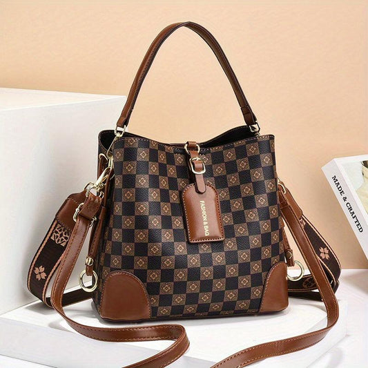 Retro Printed Handheld Crossbody Bucket Bag