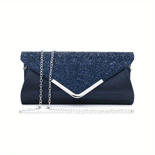 Sequins Flap Clutch Bag Evening Party Bag Metal Chain Crossbody Bag