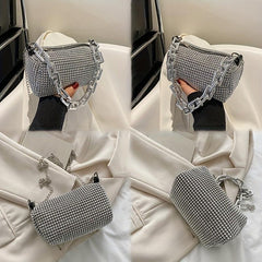Glitter Evening Chain Crossbody Bag for Party