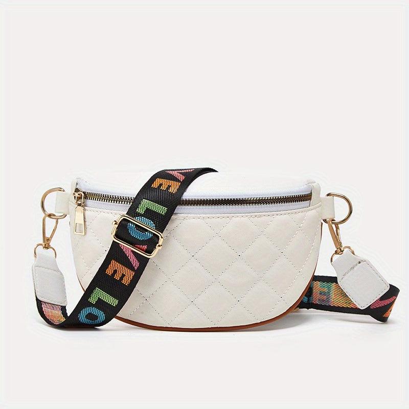 Quilted Wide Strap Chest Bag PU Leather Crossbody Bag