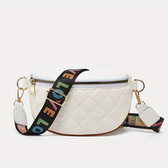 Quilted Wide Strap Chest Bag PU Leather Crossbody Bag