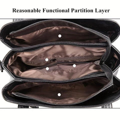 Women's PU Leather Satchel Purse with Tassel Pendant