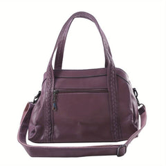 Women's PU Leather Satchel Purse with Tassel Pendant