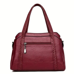 Women's PU Leather Satchel Purse with Tassel Pendant