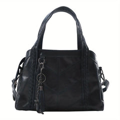 Women's PU Leather Satchel Purse with Tassel Pendant