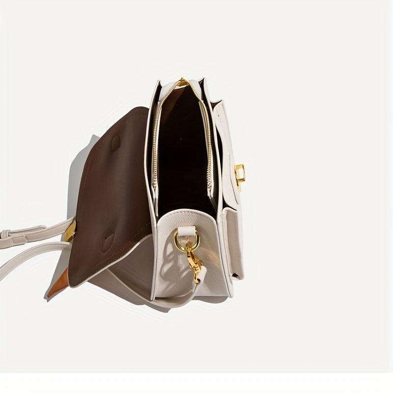 Square Crossbody Bag with Scarf - Solid Handbag