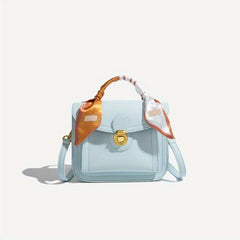 Square Crossbody Bag with Scarf - Solid Handbag