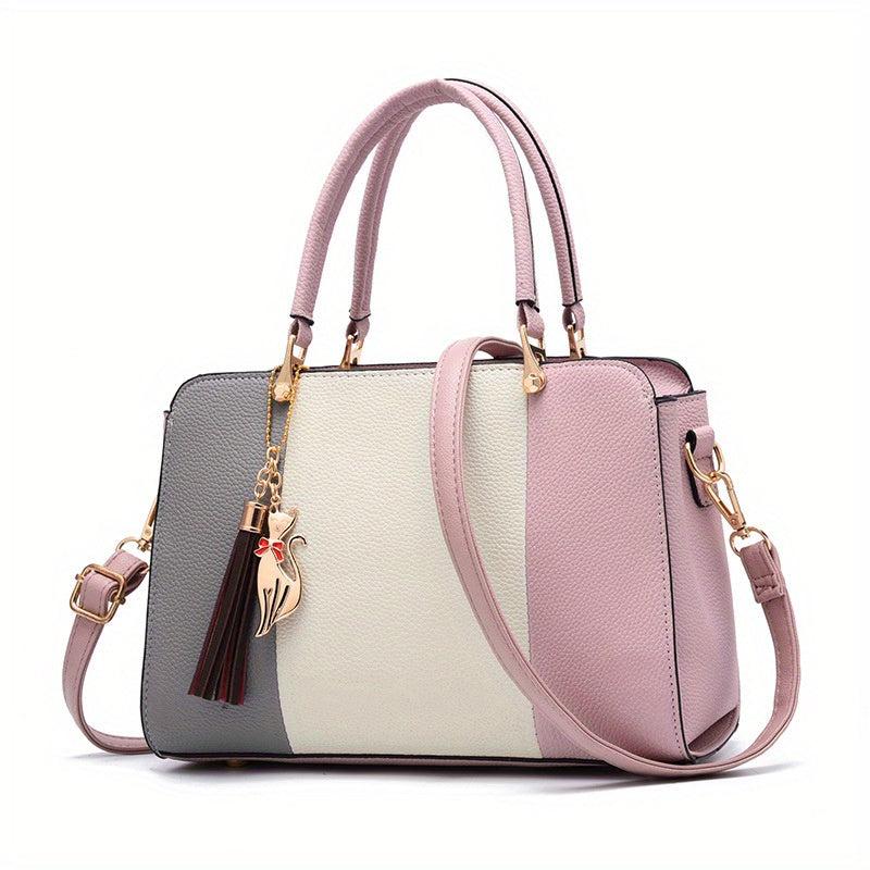 Colorblock Crossbody Bag with Tassel for Women