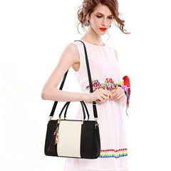 Colorblock Crossbody Bag with Tassel for Women