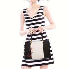 Colorblock Crossbody Bag with Tassel for Women