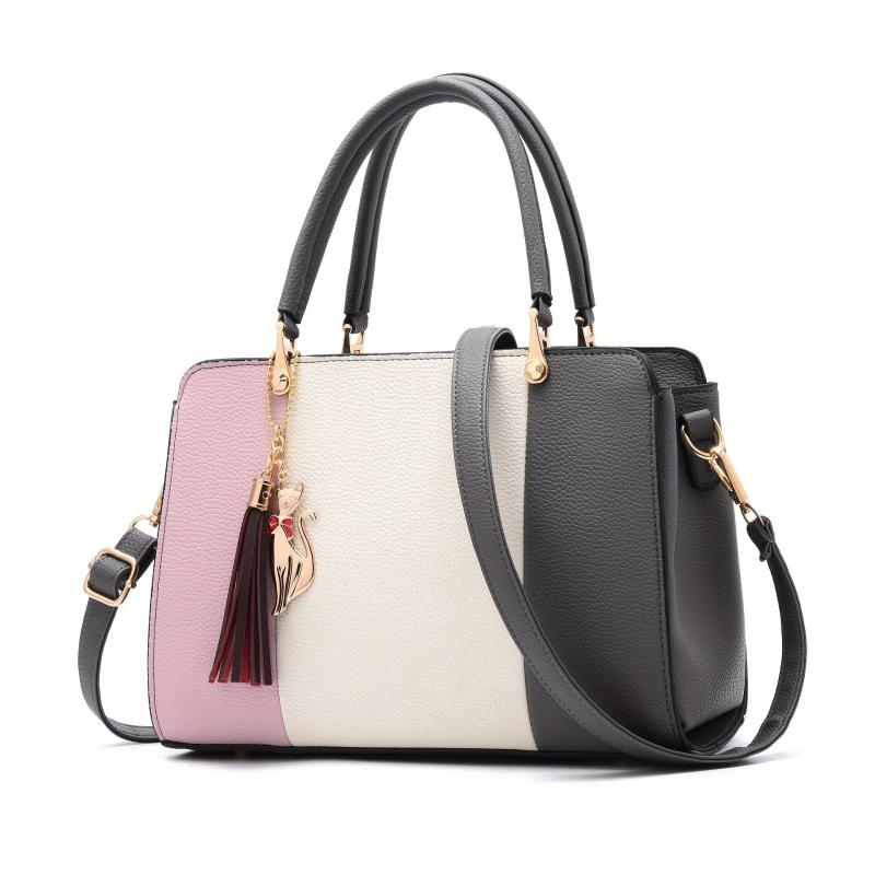 Colorblock Crossbody Bag with Tassel for Women