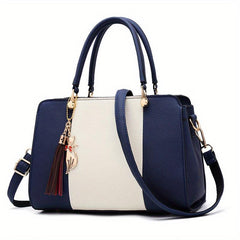 Colorblock Crossbody Bag with Tassel for Women