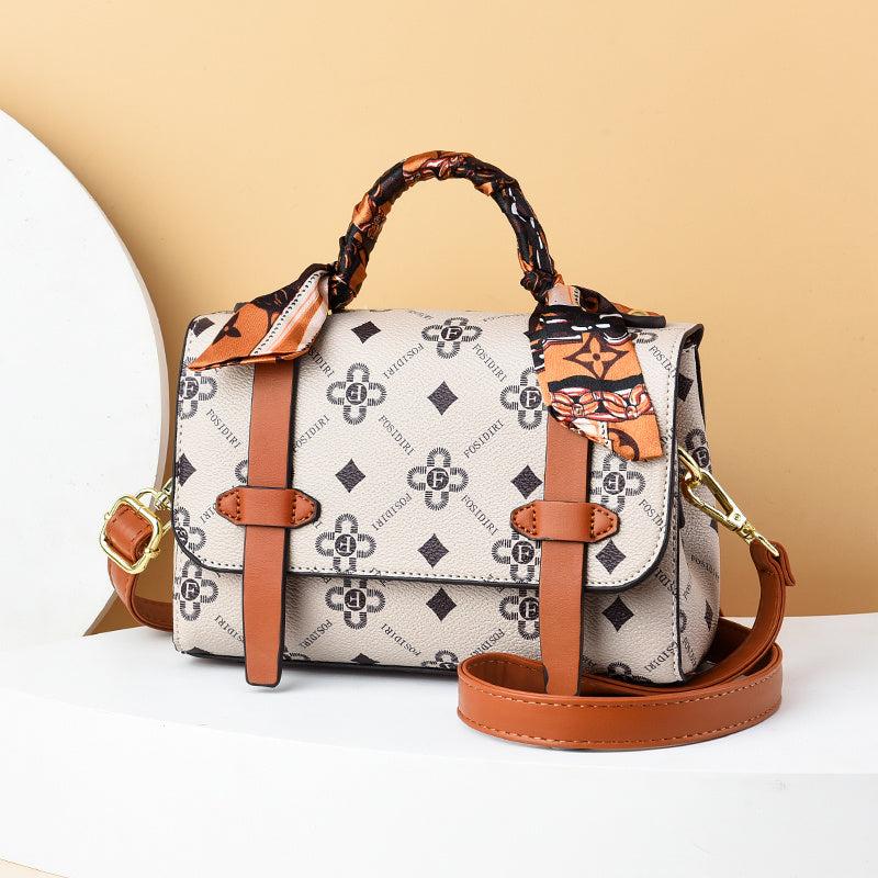 Print Handbag Scarf Decor Crossbody Bag Small Flap Purse