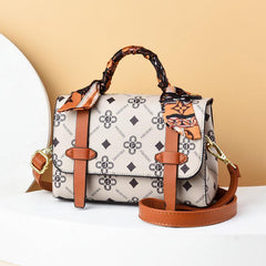 Print Handbag Scarf Decor Crossbody Bag Small Flap Purse