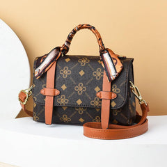 Print Handbag Scarf Decor Crossbody Bag Small Flap Purse
