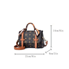 Print Handbag Scarf Decor Crossbody Bag Small Flap Purse