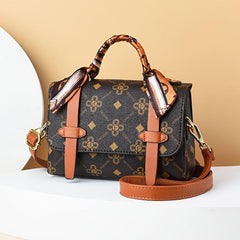 Print Handbag Scarf Decor Crossbody Bag Small Flap Purse
