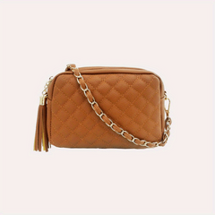 Argyle Quilted Crossbody Bag Chain Shoulder Bag Tassel Square Purse