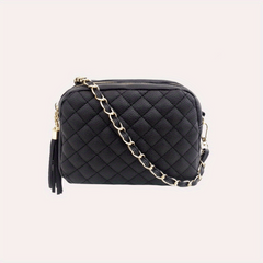 Argyle Quilted Crossbody Bag Chain Shoulder Bag Tassel Square Purse