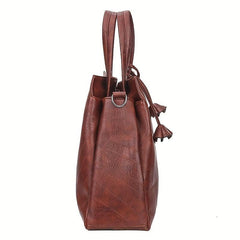 Vintage Large Tote Bag PU Leather Shoulder Crossbody Handbag