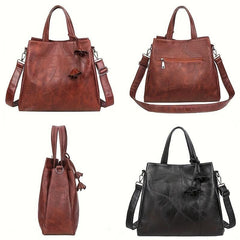 Vintage Large Tote Bag PU Leather Shoulder Crossbody Handbag