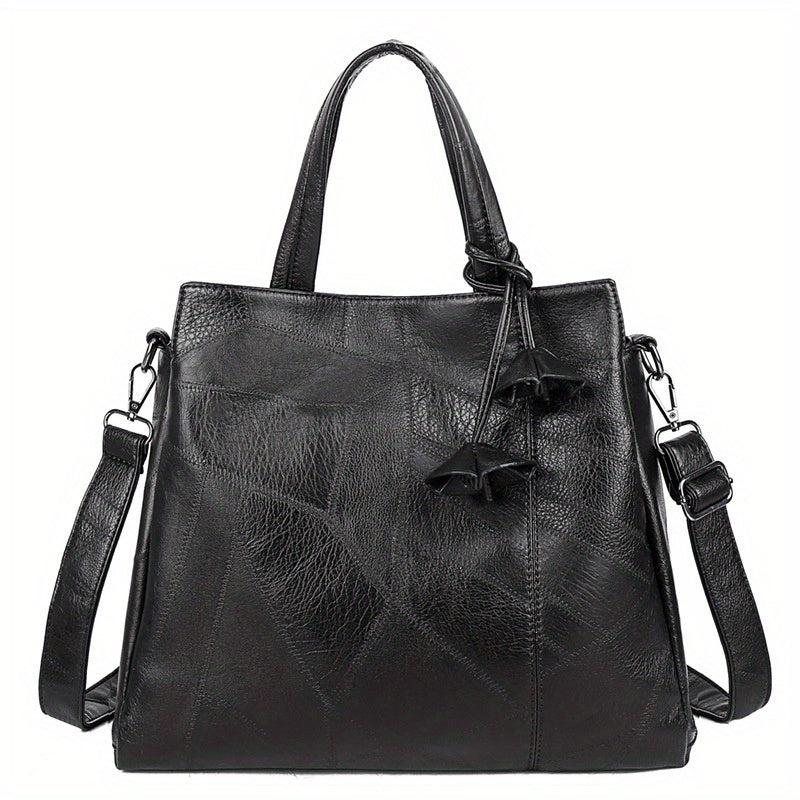 Vintage Large Tote Bag PU Leather Shoulder Crossbody Handbag