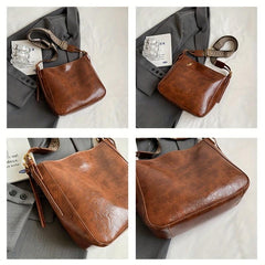 Vintage Solid Shoulder Bag Classic Crossbody Bag Retro Pattern Wide Strap