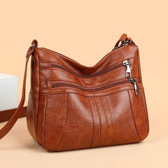 Flower Embossed Crossbody Bag Soft Leather Shoulder Purse