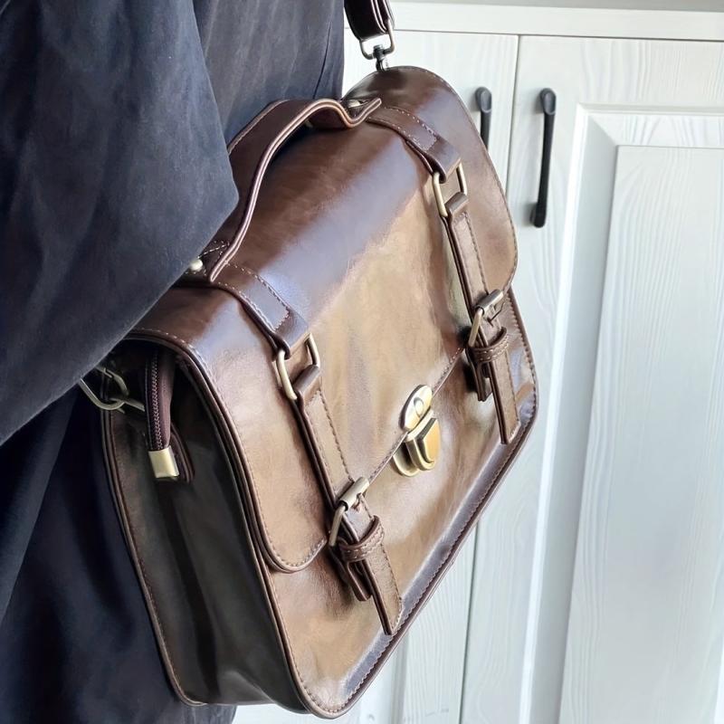 Vintage Messenger Handbag Solid Flap Satchel School Bag