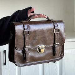 Vintage Messenger Handbag Solid Flap Satchel School Bag