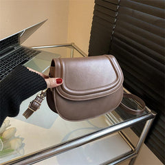 Solid Saddle Bag Minimalist Flap Shoulder Bag For Women