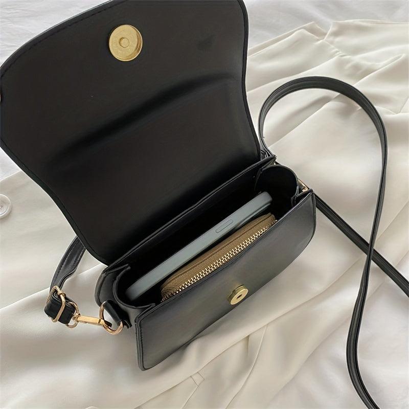 Solid Saddle Bag Minimalist Flap Shoulder Bag For Women