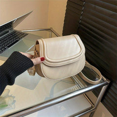 Solid Saddle Bag Minimalist Flap Shoulder Bag For Women
