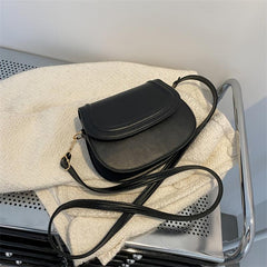 Solid Saddle Bag Minimalist Flap Shoulder Bag For Women