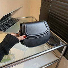 Solid Saddle Bag Minimalist Flap Shoulder Bag For Women