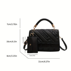 Embossed Crossbody Bag PU Leather Shoulder Bag Women's Handbag & Purse