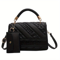 Embossed Crossbody Bag PU Leather Shoulder Bag Women's Handbag & Purse