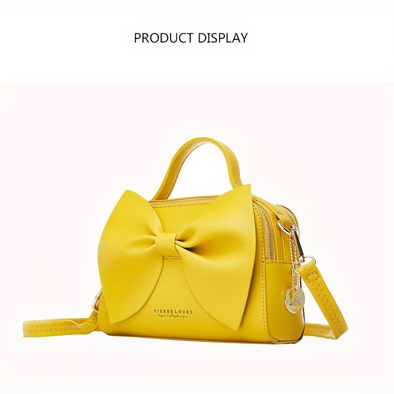 Solid Bowknot Crossbody Satchel Bag