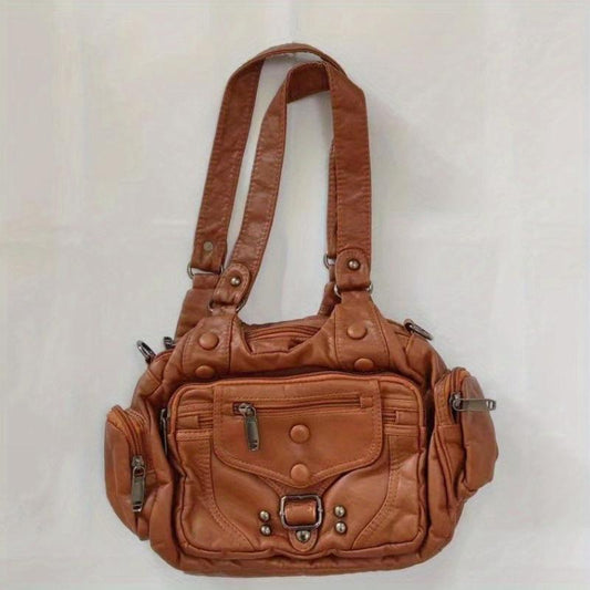 Large Capacity Crossbody Bag PU Leather Shoulder Handbag