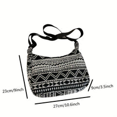 Geometric Pattern Canvas Shoulder Bag for Work