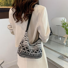 Geometric Pattern Canvas Shoulder Bag for Work