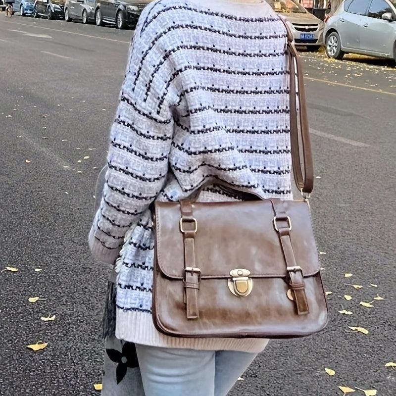 Vintage Large Capacity Messenger Bag Retro Flap Crossbody Bag
