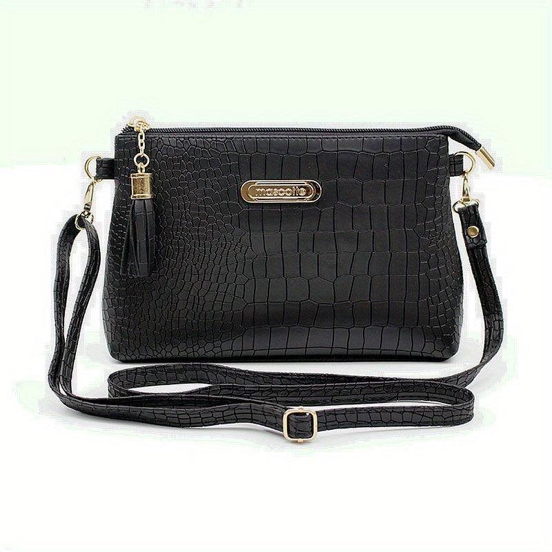 Crocodile Pattern Crossbody Bag PU Shoulder Bag Women's Handbag