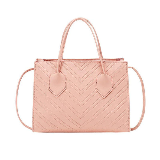 Chevron Embossed Tote Bag Small Square Crossbody Bag Women's Satchel Purse